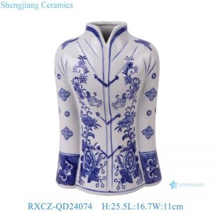 RXCZ-QD24074 Creative Ceramic Vase Blue and White Porcelain Cheongsam Vase Sculpture