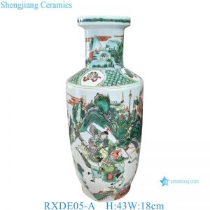 RXDE05-A  Ancient Color Handmade Figures Soldiers Pattern Porcelain Vase Home Decor