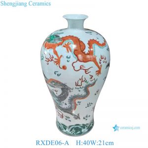 RXDE06-A  Ancient Color Handmade Dragon Pattern Porcelain Meiping Vase Home Decor