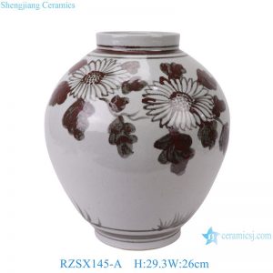 RZSX145-A Antique Rusty Red Chrysanthemum Flower Pattern Ceramic Vase Home Decoration