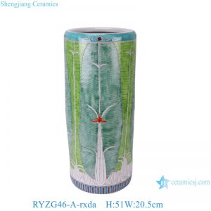RYZG46-A-rxda Green Bok Choy Cabbage patterned Ceramic Umbrella stand Flower Vase