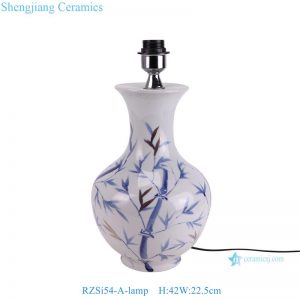 RZSi54-A-lamp Modern style Blue and white gold gilded bamboo leaf pattern Ceramic decorative table lamp
