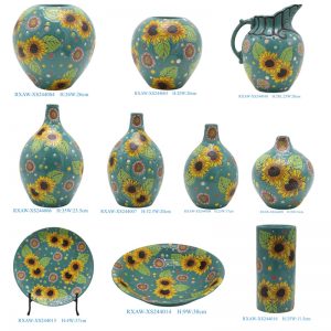 RXAW-XS244004-15 Series Colorful Sunflower Pattern Pastoral Style Porcelain Vase for Home Decoration