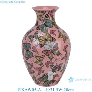 RXAW05-A Jingdezhen Porcelain Pink-Glazed Butterfly Pattern Decorative Ceramic Vase High Cost Performance