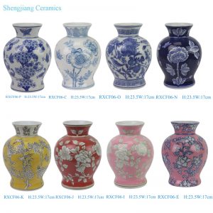 RXCF06-series Modern style Colorful flower leaf pattern small size Ceramic tabletop flower Vase decor