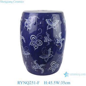 RYNQ251-F Jingdezhen porcelain blue and white butterfly pattern drum stool ceramic stool
