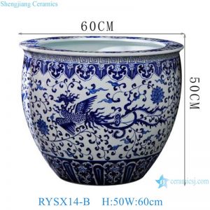 RYSX14-A/RYSX14-B Jingdezhen Blue and white Handpainted twisted flower animal Qilin Phoenix Pattern Ceramic flower pot Planter