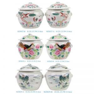 RZIH27-28-29-A-B Tongzhi Period Vintage Hand Painted Flower and Bird Pattern Porcelain Jar