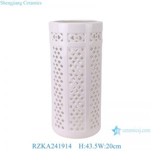 RZKA241914 Porcelain white minimalist style hollow quiver ceramic umbrella tube