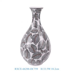 RXCE-66288-DC759  Jingdezhen Porcelain Black Leaf Pattern Ceramic Jade Pot Spring Vase