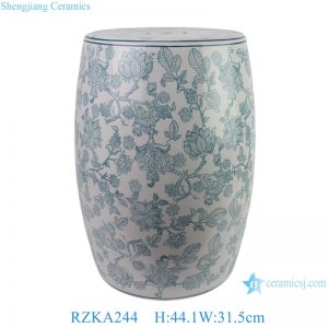 RZKA244 Chinese Green Decorative Ceramic Garden Stool Round Flower Drum Seat