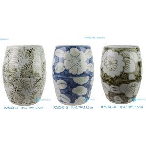 RZSX43-G/H/I Beautiful Handpainted Antiqued Green Blue Porcelain Ceramic Drum Seat Stool for Home Decoration