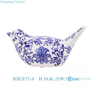 RXCE17-A Cheap Price Blue and White Porcelain Bird Sculpture for Table Decoration Home Decor Tabletop Ceramic Bird