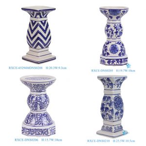 RXCE series  Blue and White Pillar Candle Ceramic Stand Candlesticks
