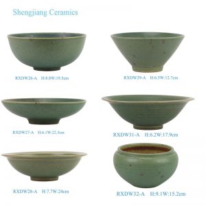RXDW2 Jingdezhen Solid Color Tea Green Ceramic Bowl Plate Table Dinnerwares