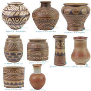RXDW series Cheap Price Antique Geometric Patterns Painted Pottery Vase