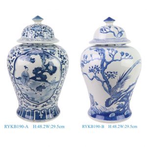 RYKB190-A-B Jingdezhen Wholesale Figure Twisted Branch Motif Ceramic Temple Jar Vase for Home Decoration Hotel Living Room