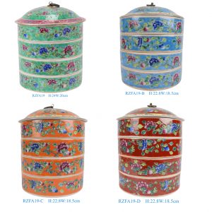 RZFA19-B-C-D Rose medallion Hand Painted Peranakan Nonya Tiffin Carrier Nyonya Ware