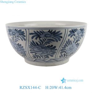 RZSX144-C  New Design Blue and White Handpainted  Flower Pattern Ceramic Big Bowl Pot