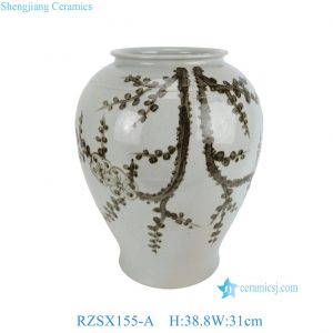 RZSX155-A Chinese Antique Style Plum Flower Pattern Ceramic Flower Pot Tabletop Flower Vase Decoration