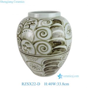 RZSX22-D Antique Jingdezhen Handpainted Sunflower Pattern Hongwu Green color Ceramic Flower Vase pot