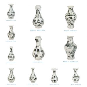 RXEL Yuan Dynasty Blue White Ceramic Vase Hand-Painted Fish Motif Garlic Shape Porcelain Vase