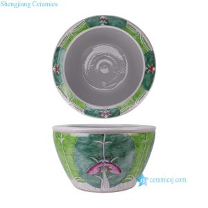 RYZG59-A Chinese Bok Choy Porcelain Planter Botanical Large Hand-Painted Chinoiserie Cabbage Ceramic Garden Pot