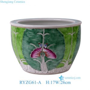 RYZG61-A Jingdezhen Hand-Painted Pastel Cabbage Butterfly Pot Bok Choy Ceramic Planter