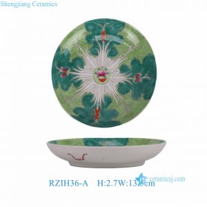 RZIH36-A Jingdezhen Bok Choy Butterfly Ceramic Plate Hand-Painted Oriental Vintage Decorative Round Cabbage Tray