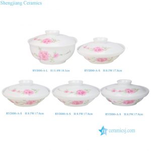 RYDI80-A Beautiful Pink Color Peach Blossom Pattern Porcelain Gaiwan Table Ware