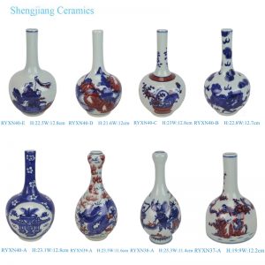 RYXN38-A/RYXN39-A/RYXN40-series  Blue and White flower phoenix landscape Warriors Bogu Pattern Ceramic Decorative Tabletop Vase