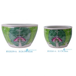 RYZG59-61-A Wholesale High Quality Hand Painted Bok Choy Cabbage Motif Flower Pots