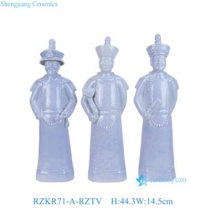 RZKR71-A-RZTV Solid color Celadon Qing Dynasty Chinese Traditional Art  Porcelain Sculpture Emperors Figurine