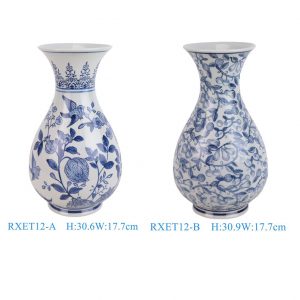 RXET12-A-B New Blue and White Flower Bird Pomegranate Pattern Big Mouth Vase Yuhuchun for Home Decoration Living Room Wedding