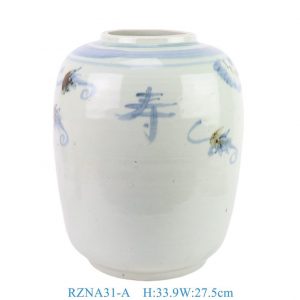 RZNA31-A Jingdezhen Blue and White Porcelain Winter Melon Jar Longevity Pattern Ceramic Pots