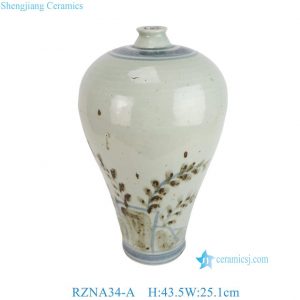 RZNA34-A Jingdezhen Hand-painted Flower and Leaf Porcelain Vase Chinese Underglaze Red Ceramic Vase