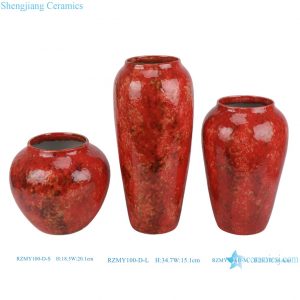 RZMY100-D-LMS/RZMY103-A-LMS Chinese Reactive Red color Glazed Nordic style Tabletop Ceramic Flower Vase Decoration