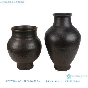 RZMY106-A-LS Reactive Black color Ceramic Indoor Tabletop Flower Vase Decoration