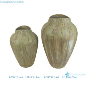 RZMY107-A-LS/RZMY100-H-LMS Jingdezhen Reactive Grey Green color Stripe lines Tabletop Ceramic flower Vase