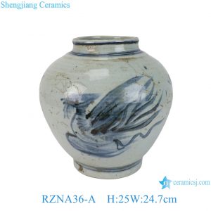 RZNA36-A Jingdezhen Handpainted Blue and White Decorated Phoenix Bird Fenghuang Pattern Ceramic Flower Vase Pot