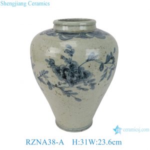 RZNA38-A Chinese Antique Style Blue and White Flower Pattern Porcelain Flower Pot Plum Vase Ceramic Pot