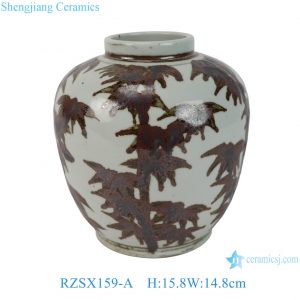 RZSX159-A Antique Style Brown and White Bamboo Pattern Small Size Ceramic Flower Vase