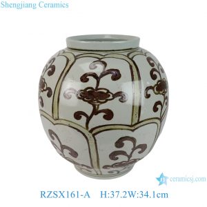 RZSX161-A Jingdezhen Handmade Rust Colored Flower Pattern Ceramic Flower Pot Vase