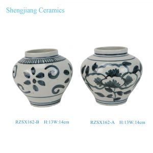 RZSX162-A-B Blue and White Floral Pattern Tabletop Ceramic Small Flower Vase Decoration