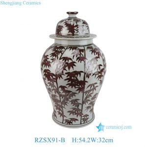 RZSX91-B Brown and White Rustic Red Glaze Jingdezhen Handpainted Bamboo Porcelain Ginger Jar Ceramic Pot