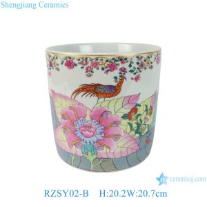 RZSY02-B Tobacco Leaf Pattern Ceramic Planter Fine Porcelain Pot for Indoor Plants, Succulents & Orchid Display