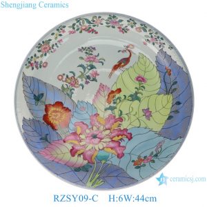 RZSY09-C  Famille Rose Handpainted Tobacco Leaf  Ceramic Decorative Plate Bread and Butter Plate