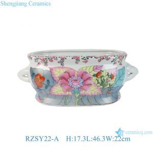 Luxury Hand Painted Oval-shaped Porcelain Foot Baths Orchid Plant Planter with Phoenix and Flower-and-bird Patterns