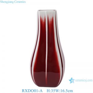 RXDO01-A  Jingdezhen Vintage Ox-blood Square Porcelain Vase for Home Decor Table Setting