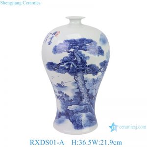 RXDS01-A Jingdezhen Hand Pained Landscape Motif Meiping Porcelain Vase for Home Decor Collections